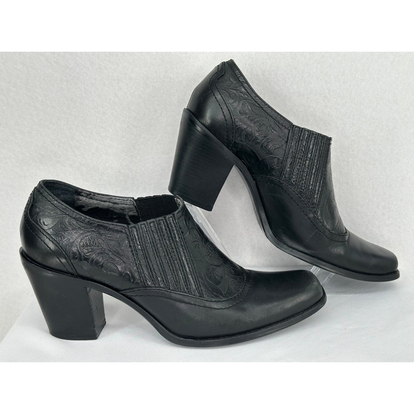 Antonio Melani Leather Square Toe Western Ankle Boots 8M