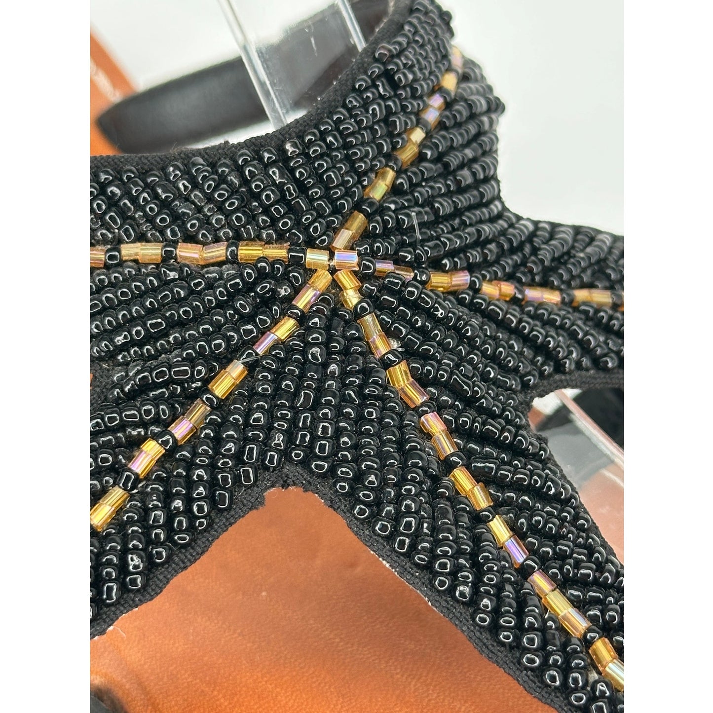 Kristens Kloset Beaded Starfish Thong Slide Beach Vacation Sandals Black 9