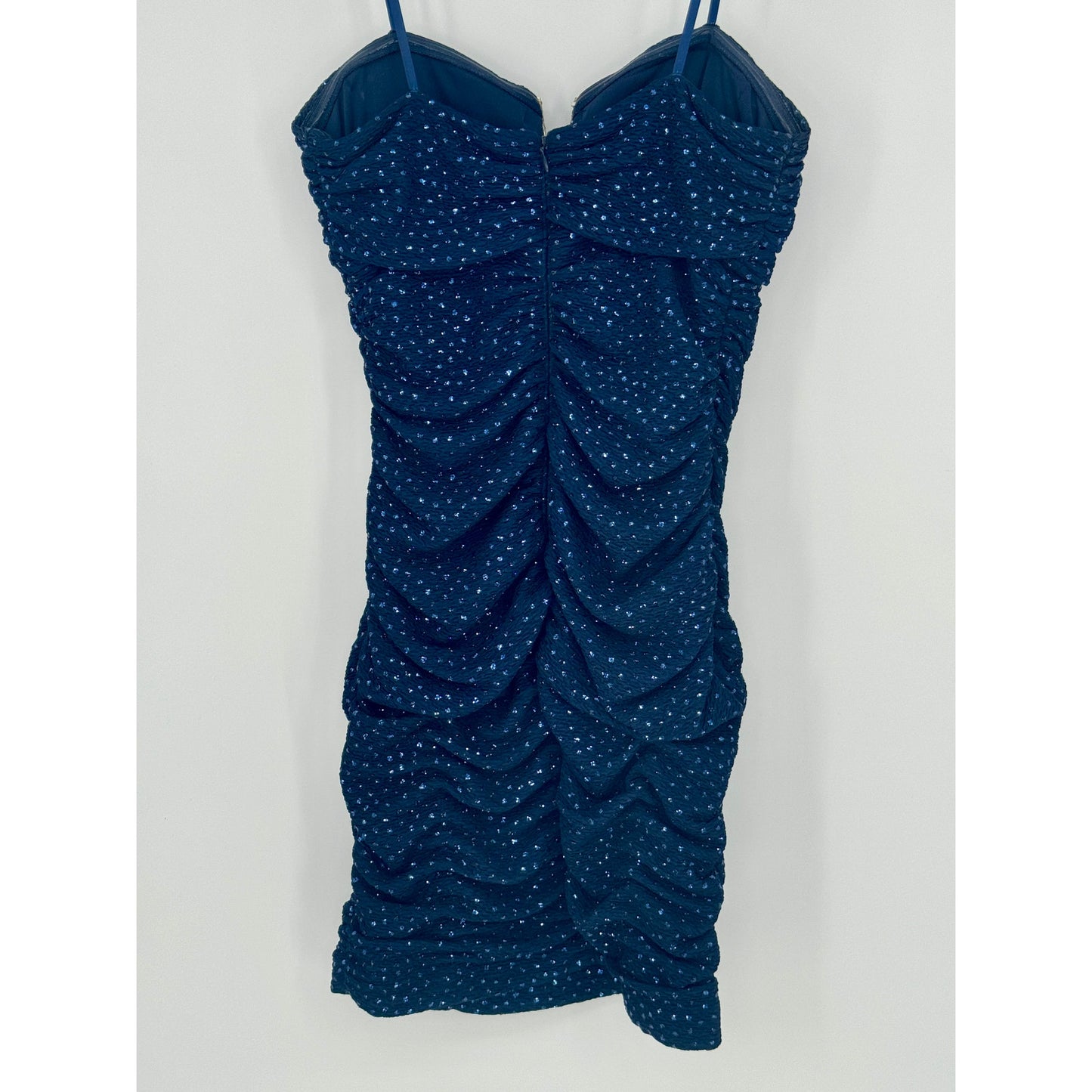 Y2K Arden B Sparkling Blue Rhinestone Stretchy Strapless Mini Dress Size M