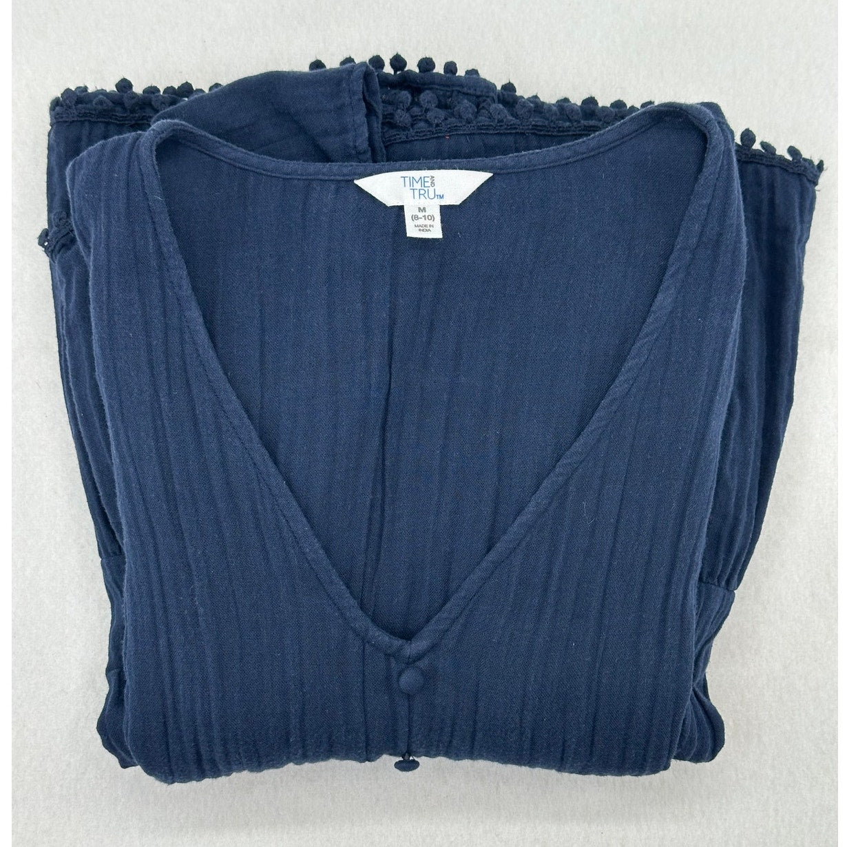 Time and Tru Blue Gauze Tiered Dress M (8-10)