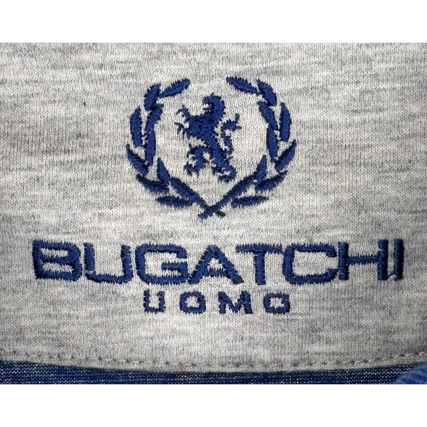 Bugatchi Blue Gray Half Zip Knit Polo Shirt Size L