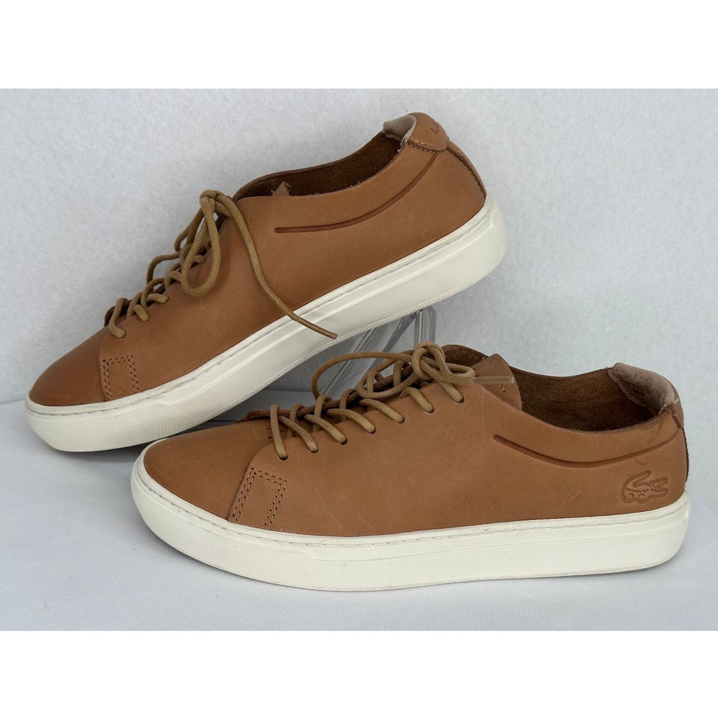 Lacoste L.12.12 118 Unlined Camel Brown Leather Casual Sneakers 7