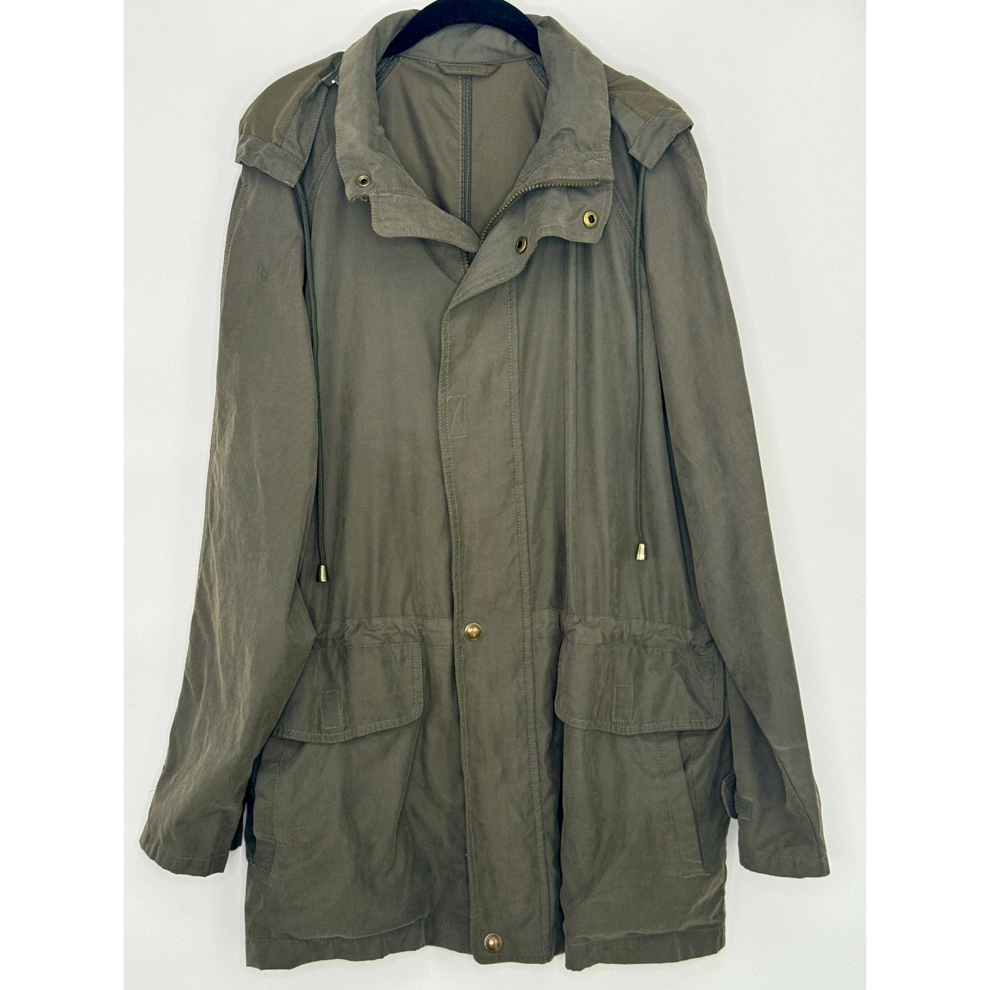 London Fog Cinch Drawstring Waist Detachable Hood Anorak Jacket Women Size M