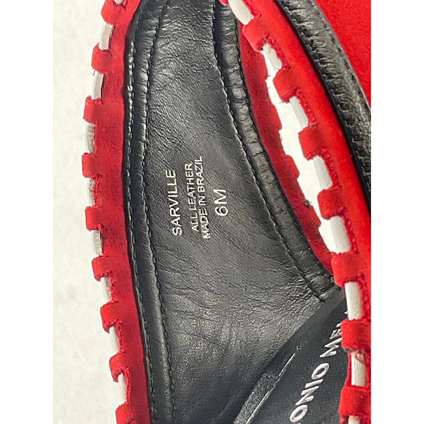 Antonio Melani Sarville Red Black Heeled Mule Slip On 6M