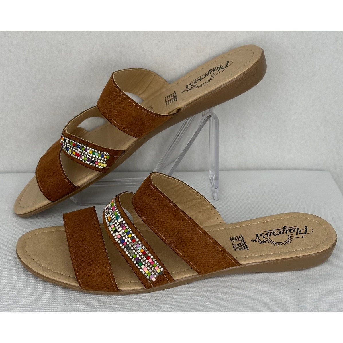 Playeros Brown Strap Beaded Strap Sandals Casual Summer Beach Vacation 9