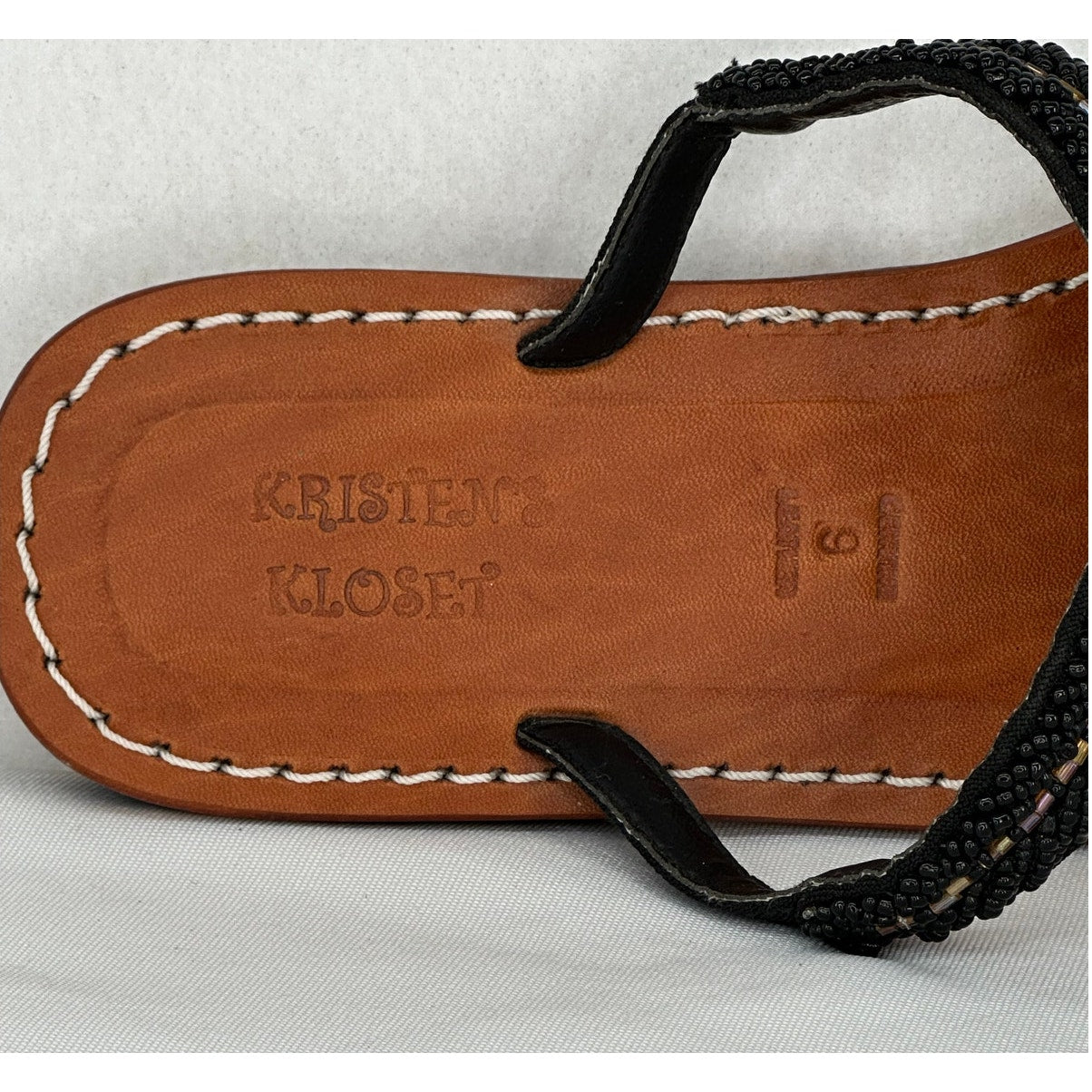 Kristens Kloset Beaded Starfish Thong Slide Beach Vacation Sandals Black 9