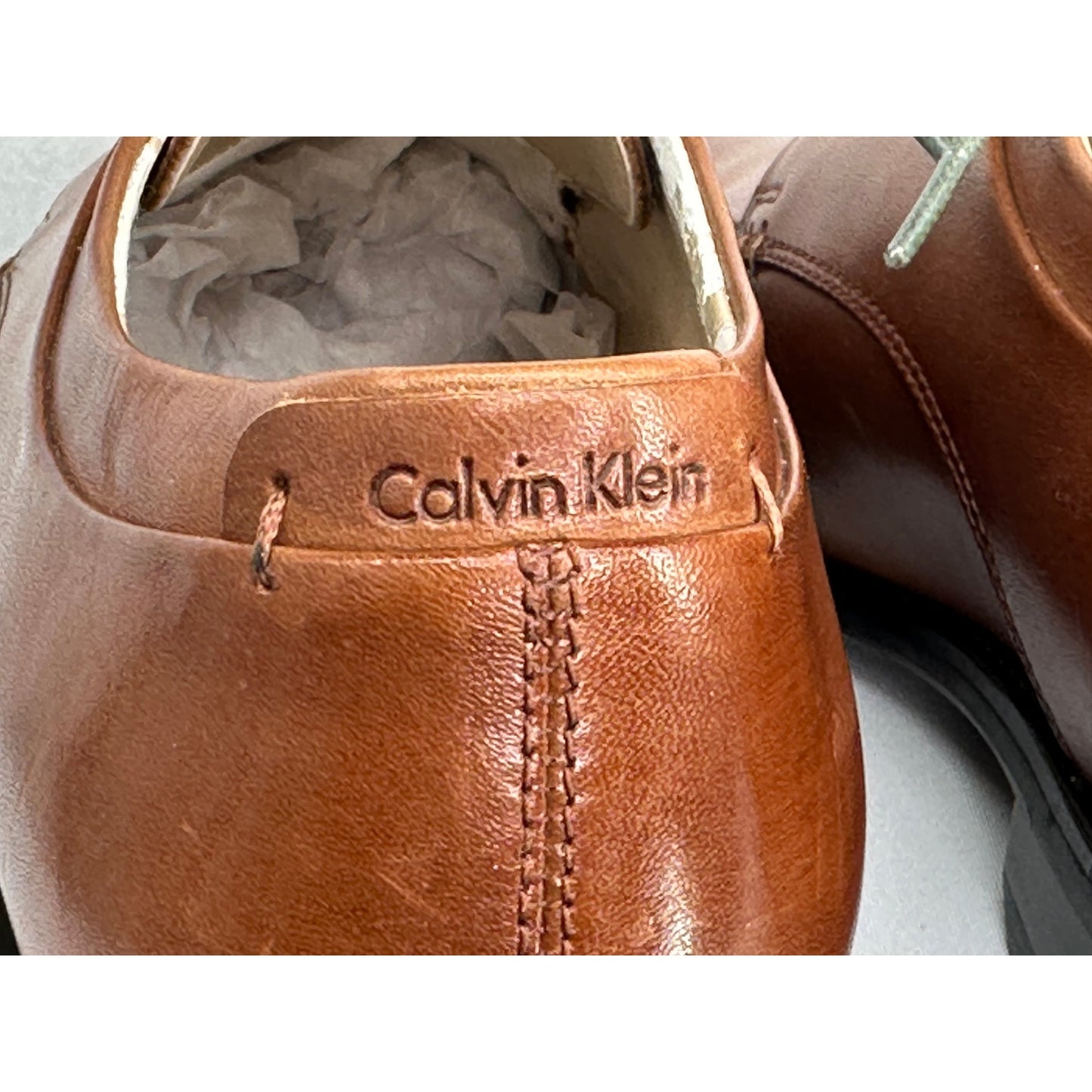 Calvin Klein Horatio Derby Brown Leather Lace Up Dress Shoes 11M