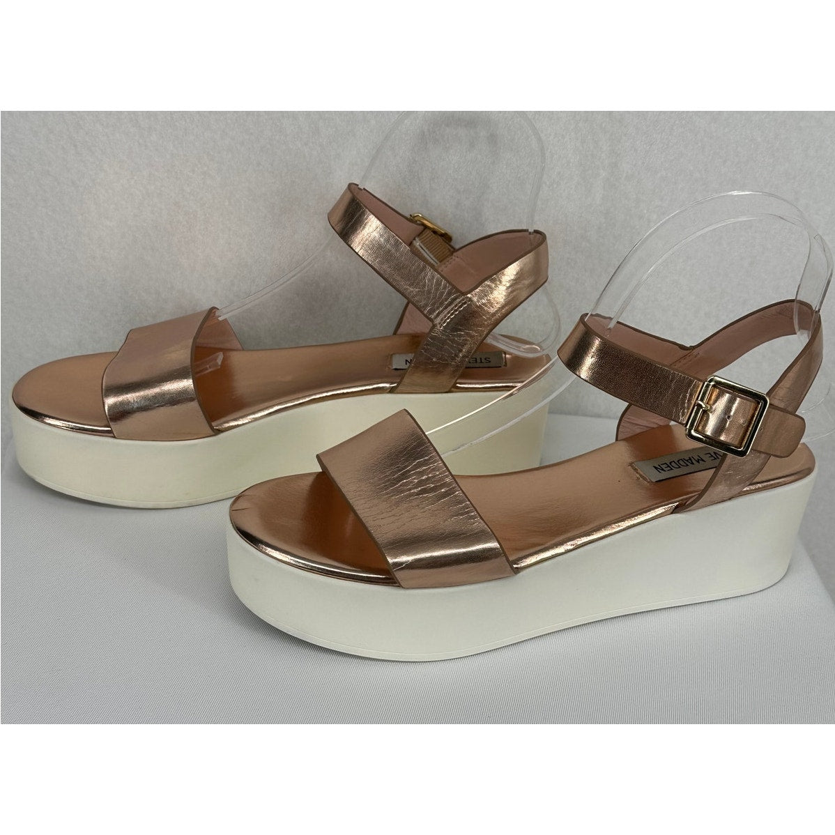 Steve Madden Delight Blush Metallic Shiny Platform Sandals 7.5M