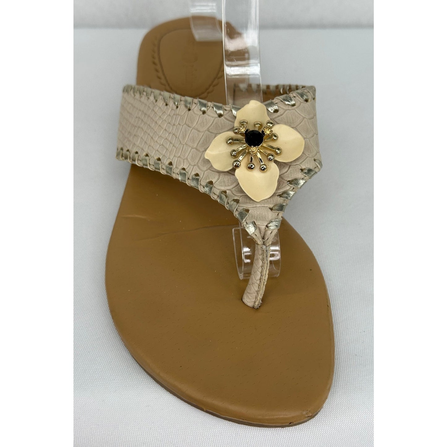 Lindsay Phillips Tan Switch Flops Interchangeable Tassels Flowers Sandals 9