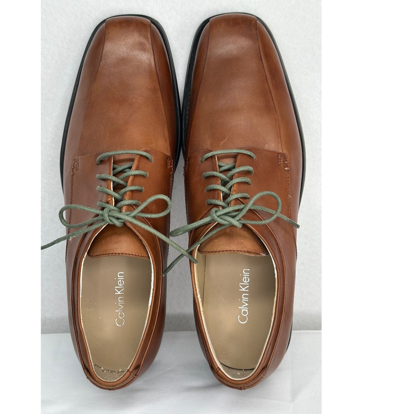 Calvin Klein Horatio Derby Brown Leather Lace Up Dress Shoes 11M