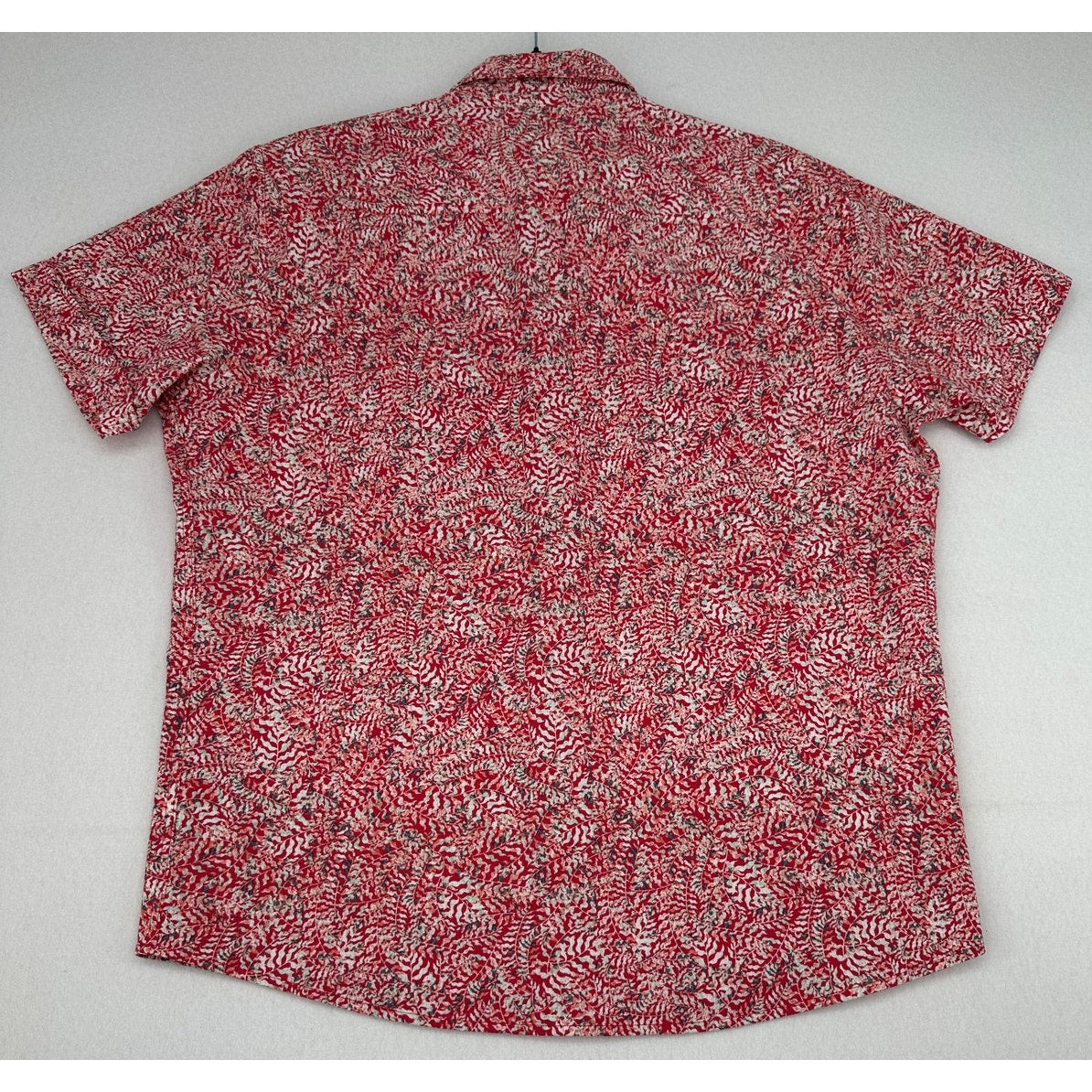 Apt 9 Red Fern Print Button Down Standard Fit Short Sleeve Shirt M