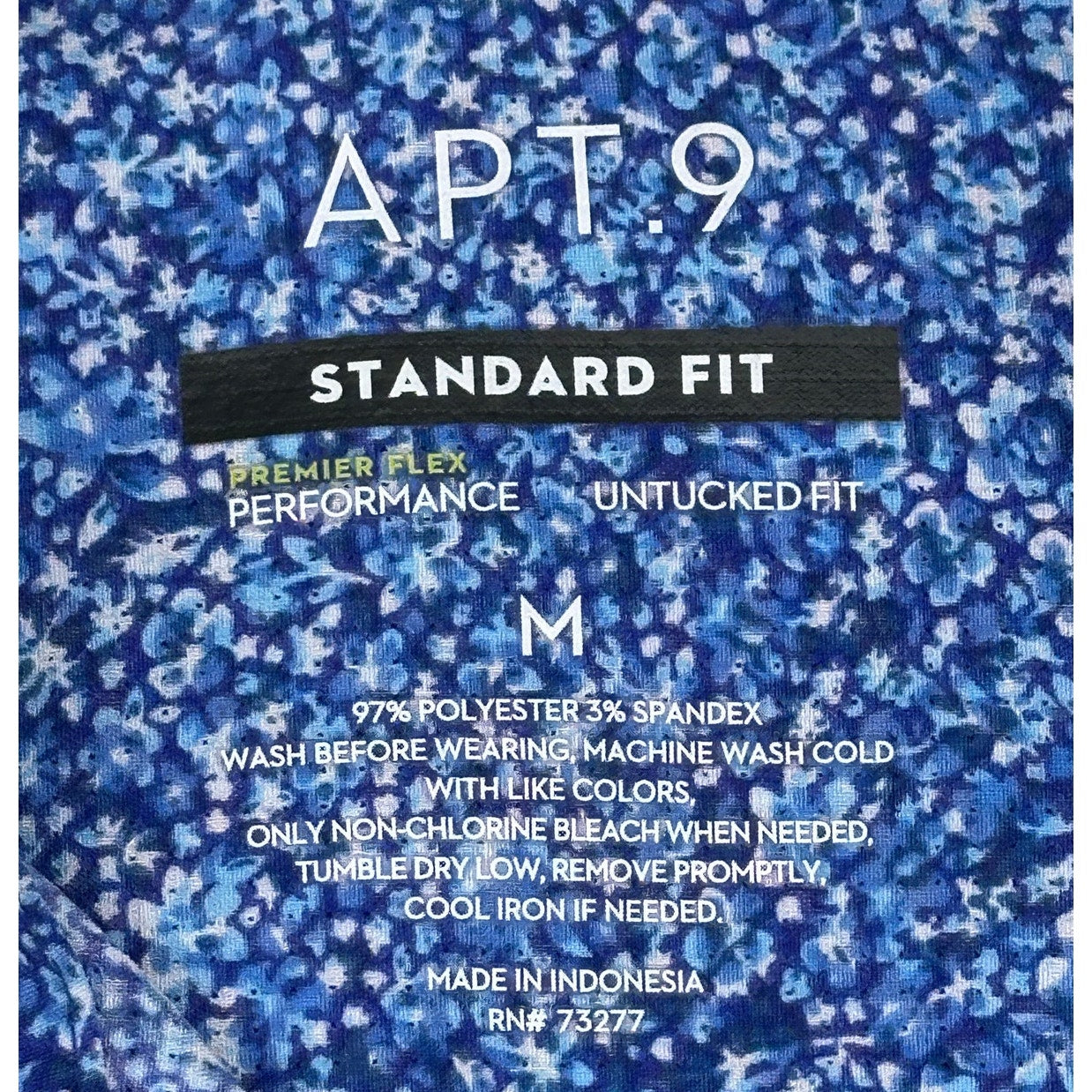 Apt 9 Blue Print Short Sleeve Button Down Shirt Standard Fit M