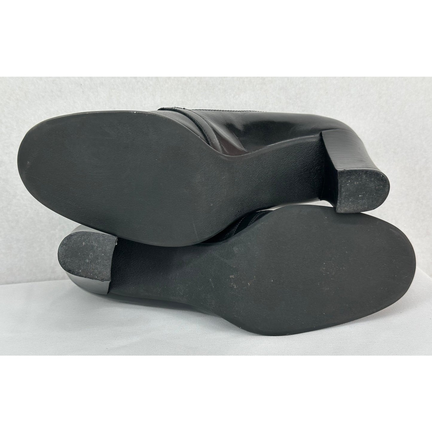 Franco Sarto Black Leather Mary Jane T Strap Round Toe Chunky Block Heels 7M