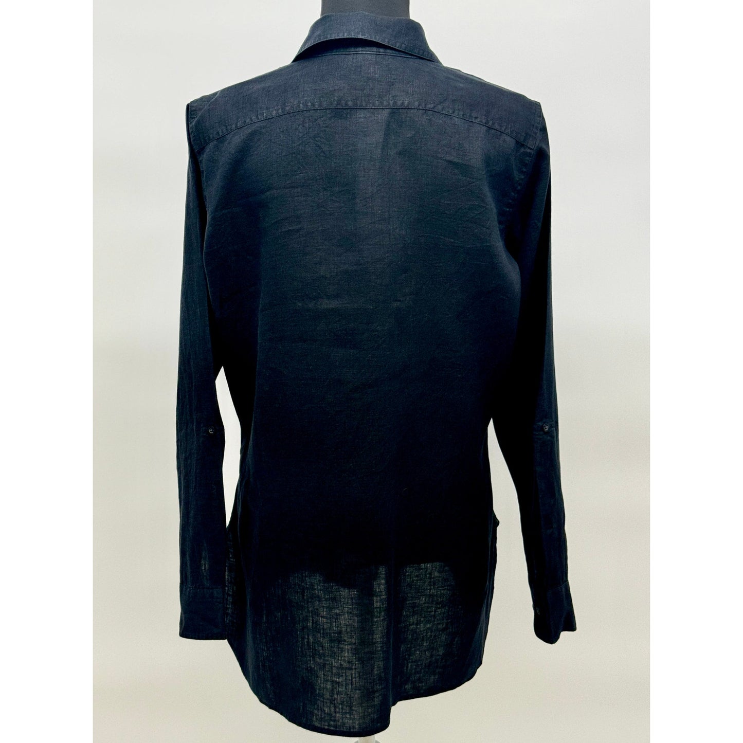 LAUREN Ralph Lauren Long Sleeve Classiccore Preppy Retro Black Linen Dress Sz L