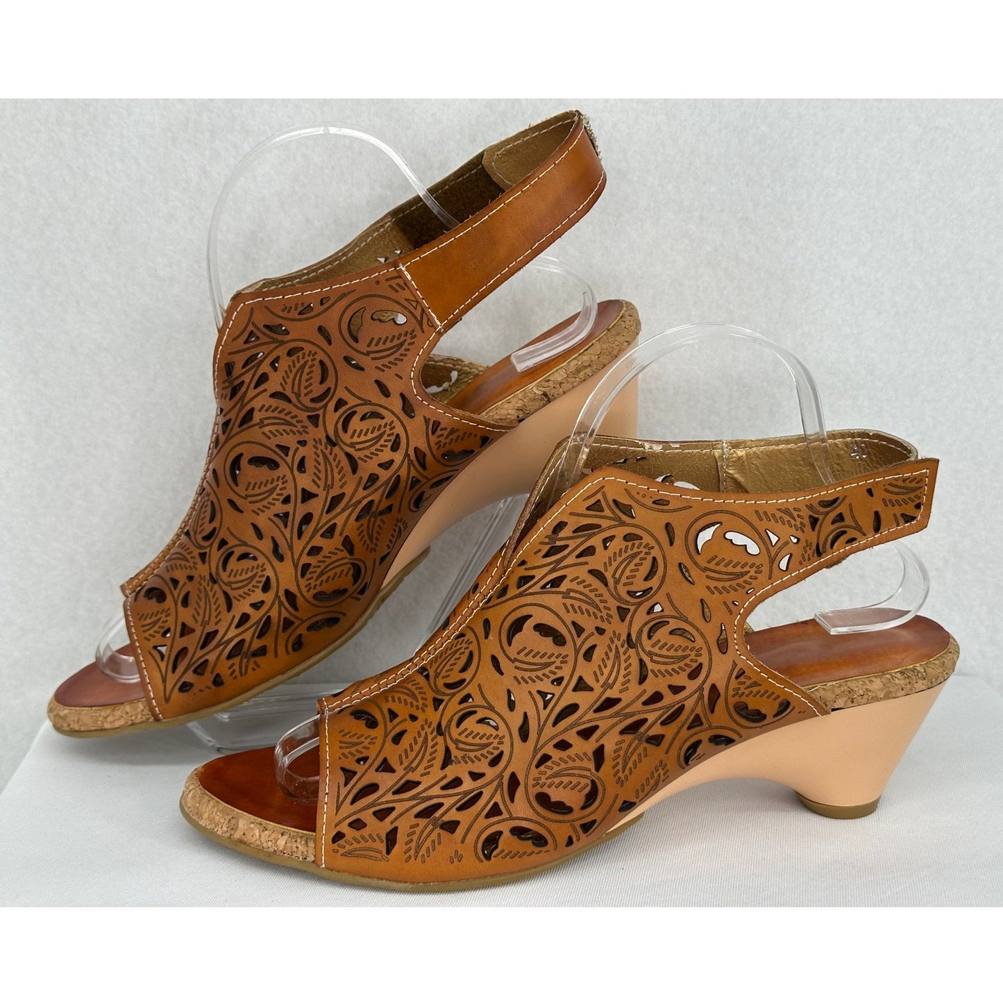 Brown Leather Cut Out Wedge Sandals 40 (9)