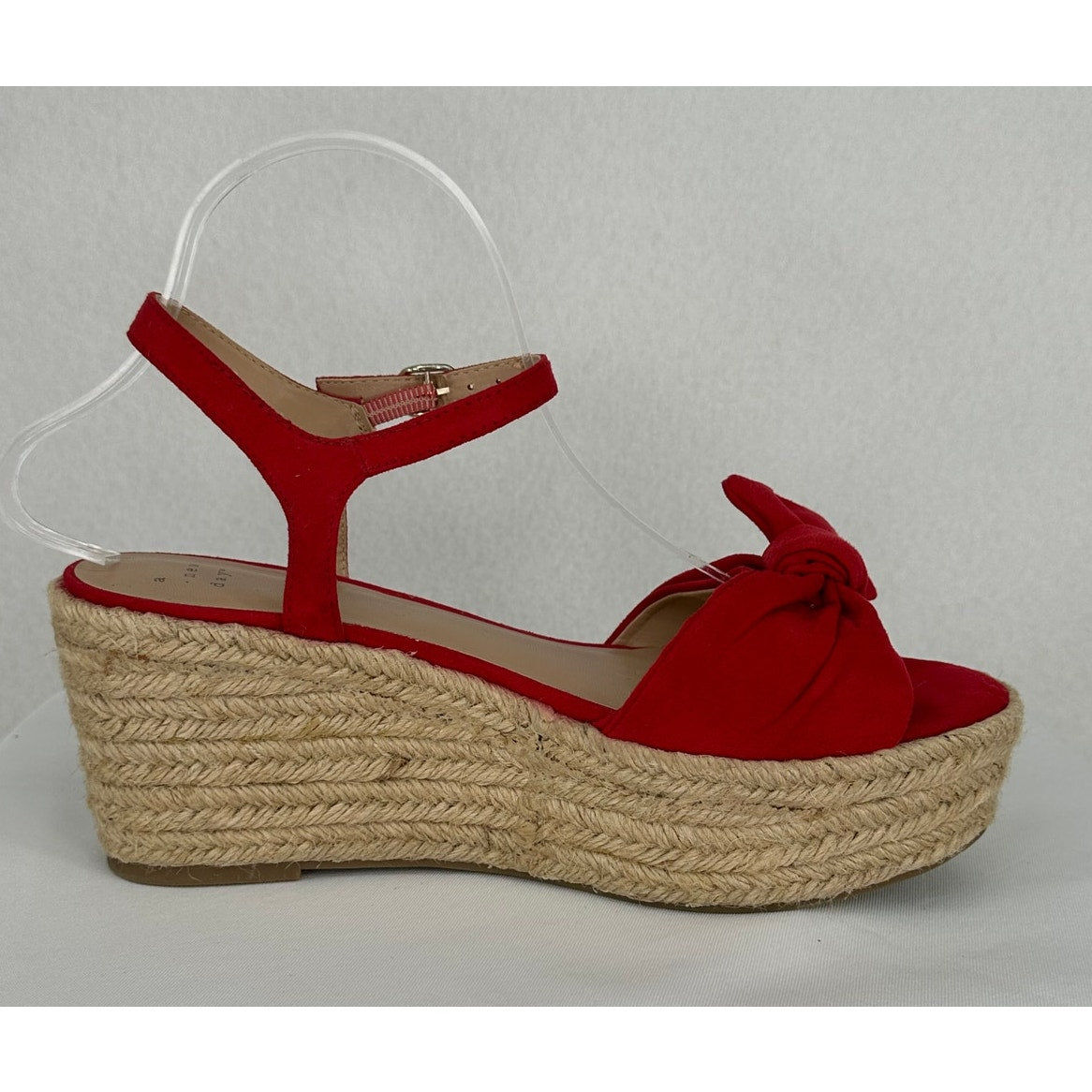 A New Day Red Bow Suede Platform Espadrille Summer Vacation Sandals 8 1/2