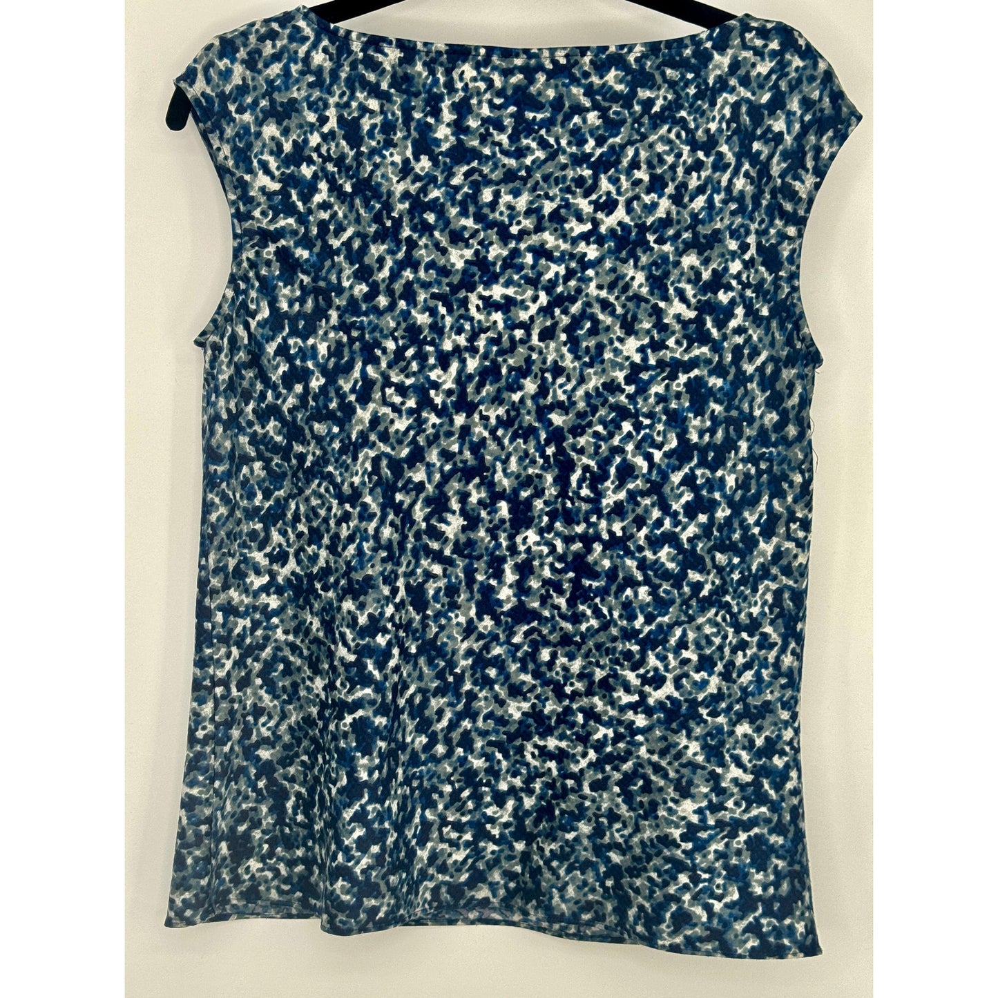 Anne Klein Sleeveless Drape Neck Blue White Gray Top XS