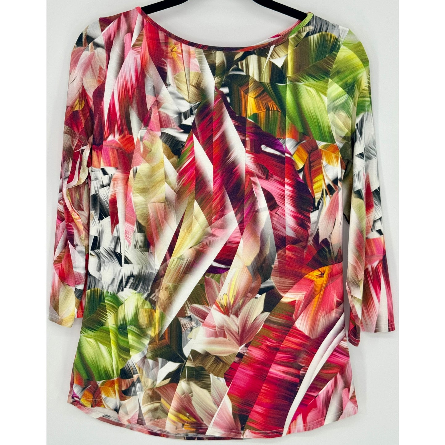 Peck & Peck Women Abstract Design Tropical Print 3/4 Sleeve Size L