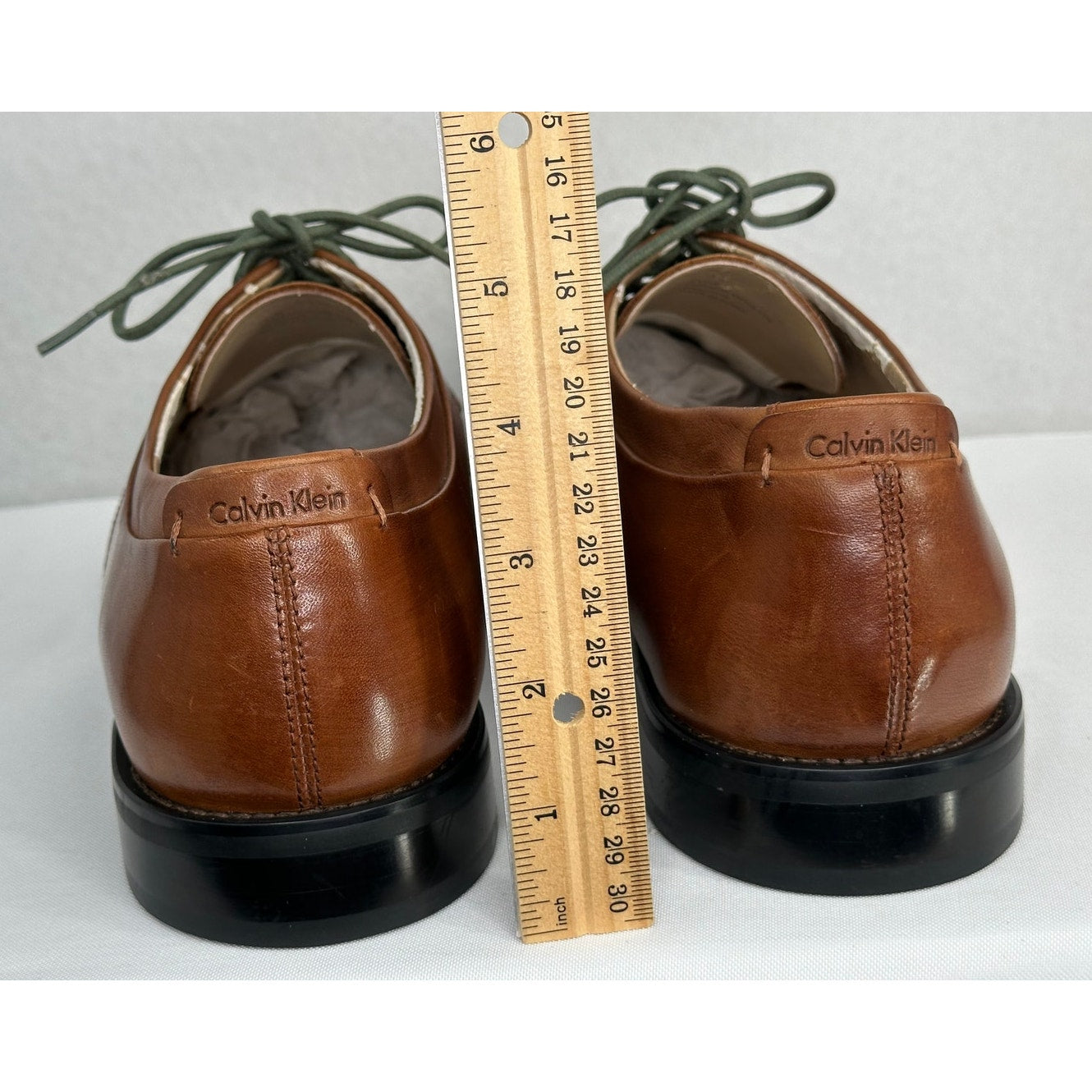 Calvin Klein Horatio Derby Brown Leather Lace Up Dress Shoes 11M