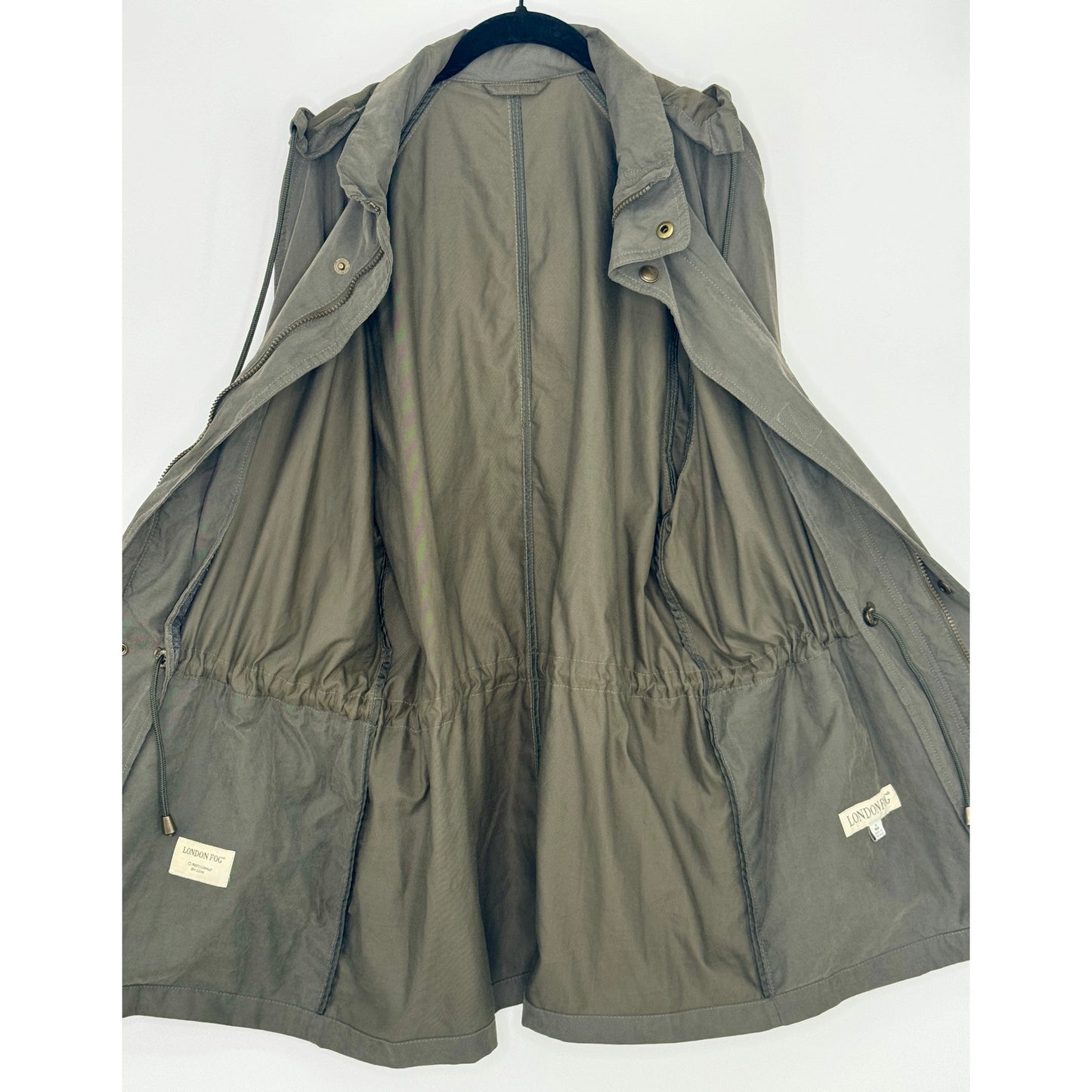 London Fog Cinch Drawstring Waist Detachable Hood Anorak Jacket Women Size M