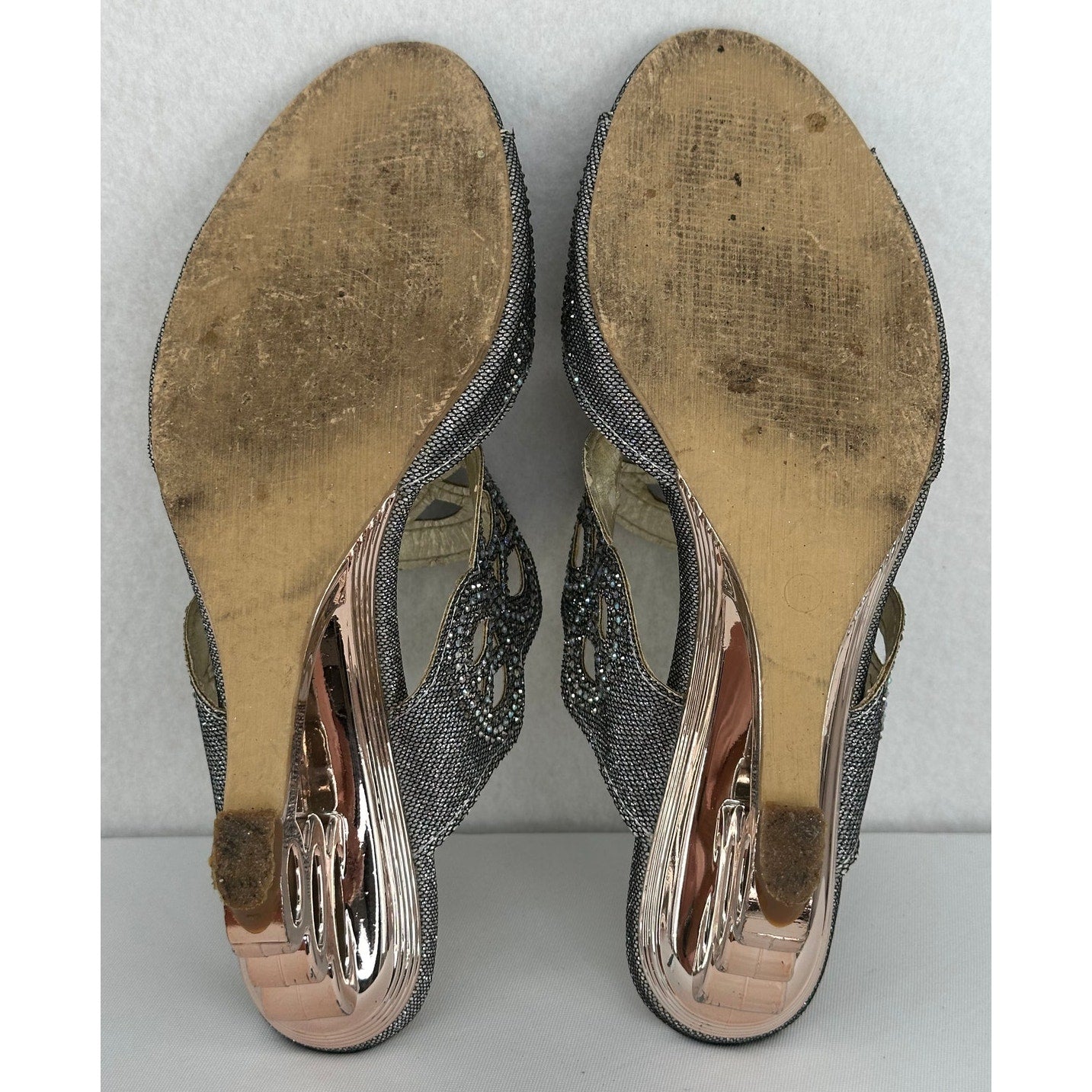 John Fashion Rhinestone Beaded Slip On Wedges Wedding Party Holiday 11