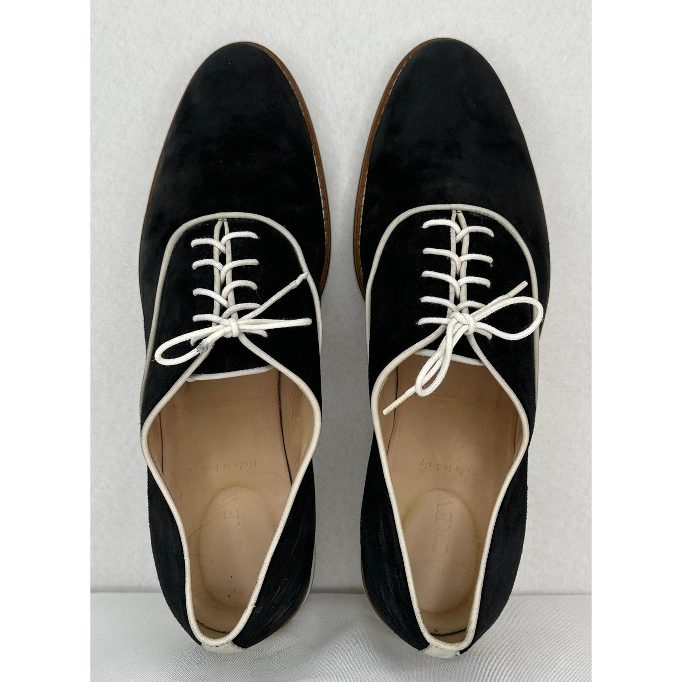 J Crew Piped Mercer Black Suede Loafers B7952 Size 9 1/2