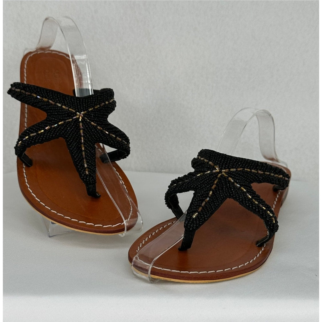 Kristens Kloset Beaded Starfish Thong Slide Beach Vacation Sandals Black 9