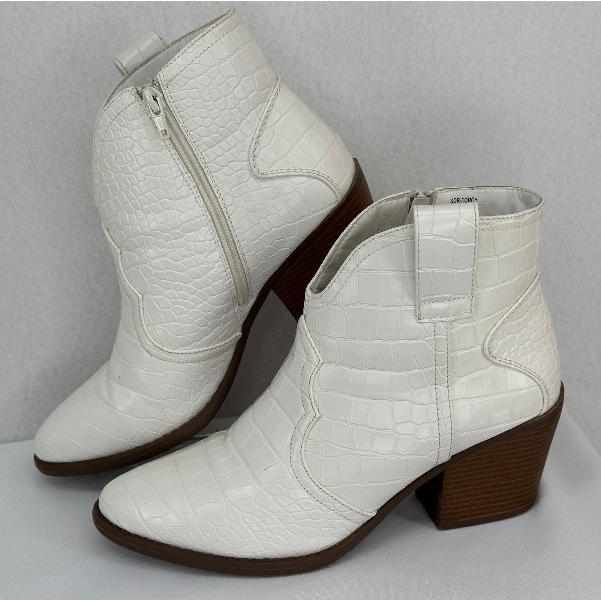 Sugar Torch Western Booties Crocodile Pattern Boots Wedding Concert 8.5M