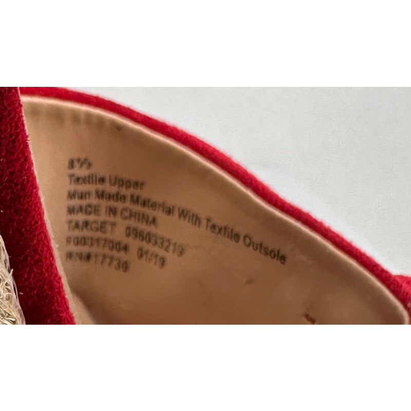 A New Day Red Bow Suede Platform Espadrille Summer Vacation Sandals 8 1/2