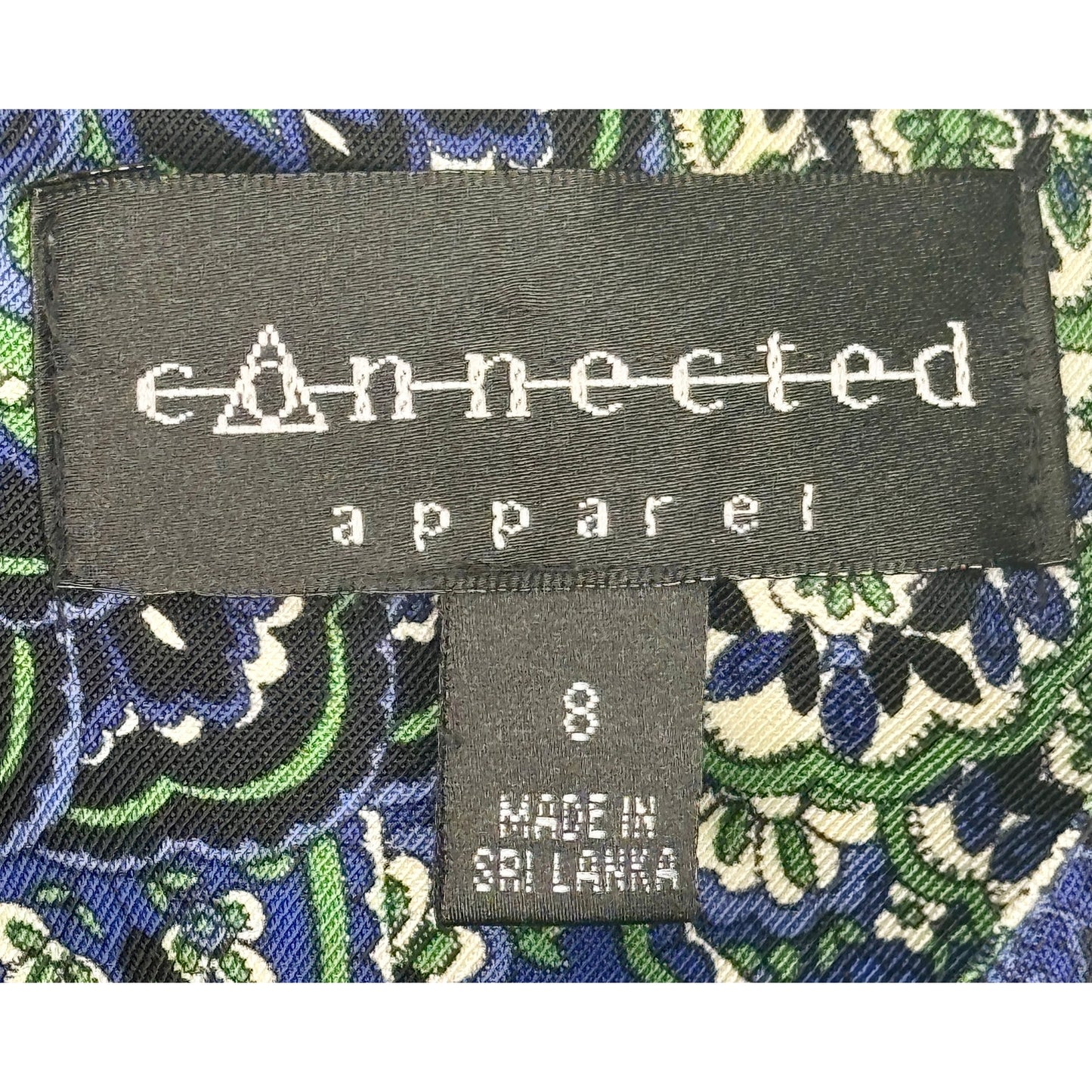 Connected Apparel Blue Peacock Paisley Print Sleeveless Women Dress Size 8