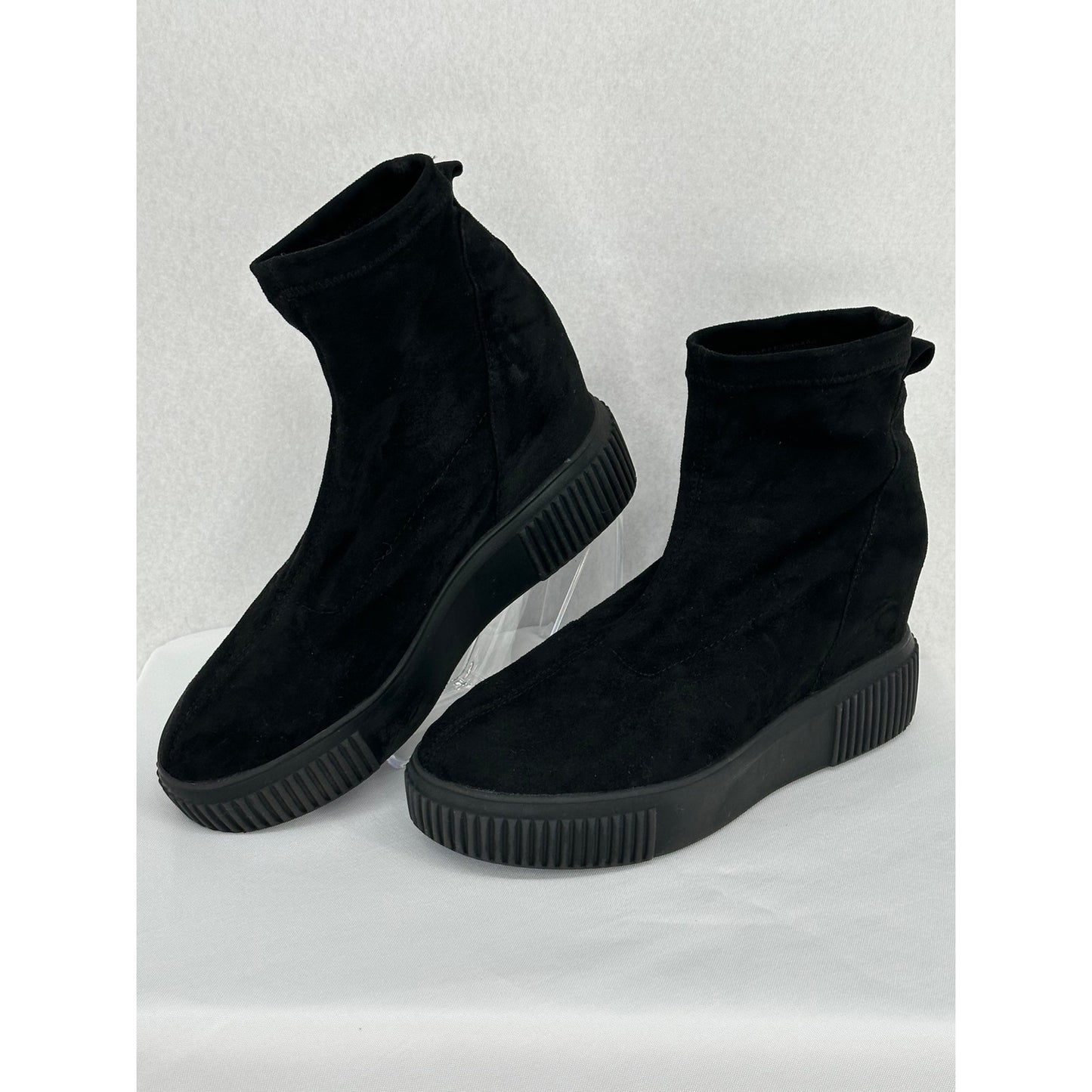 Steve Madden Freshly Wedge Sock Bootie Black Size 8 Punk Goth Suede