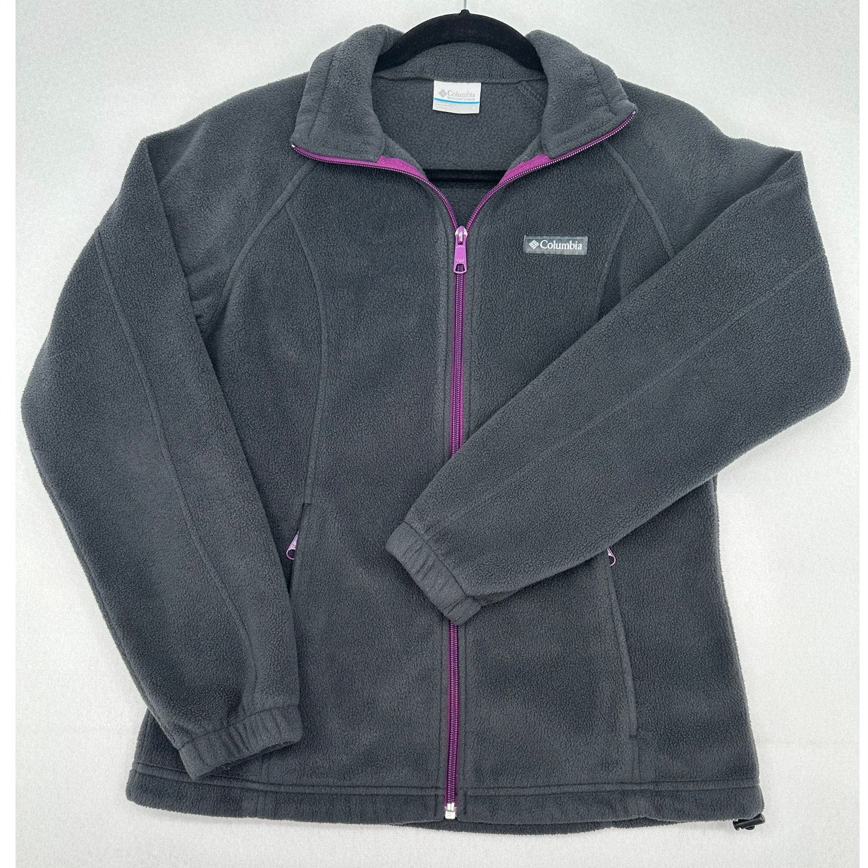 Columbia Womens Benton Springs Full Zip Fleece Jacket Dark Gray / Purple S