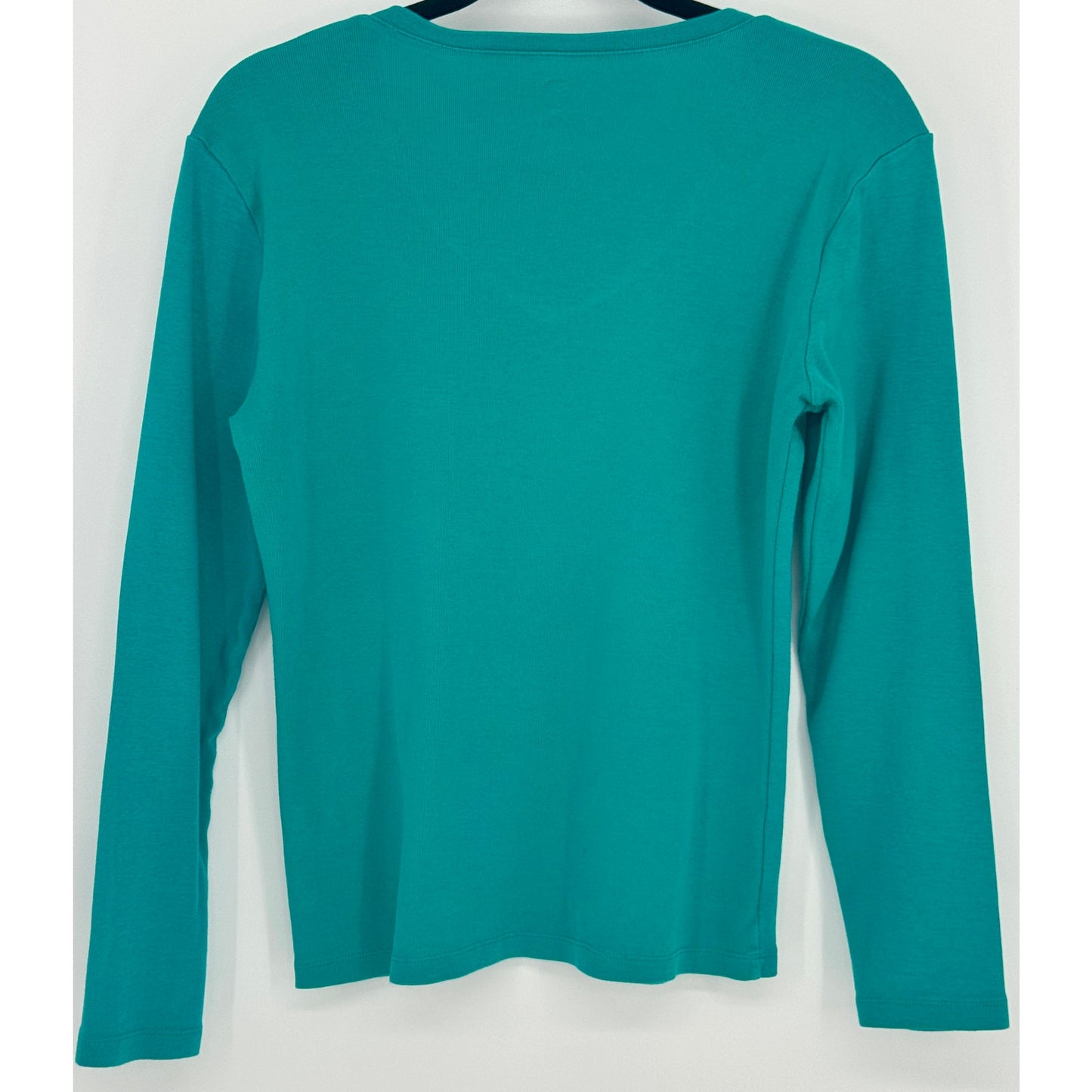 Tommy Hilfiger Teal V Neck Top Long Sleeve Top Large