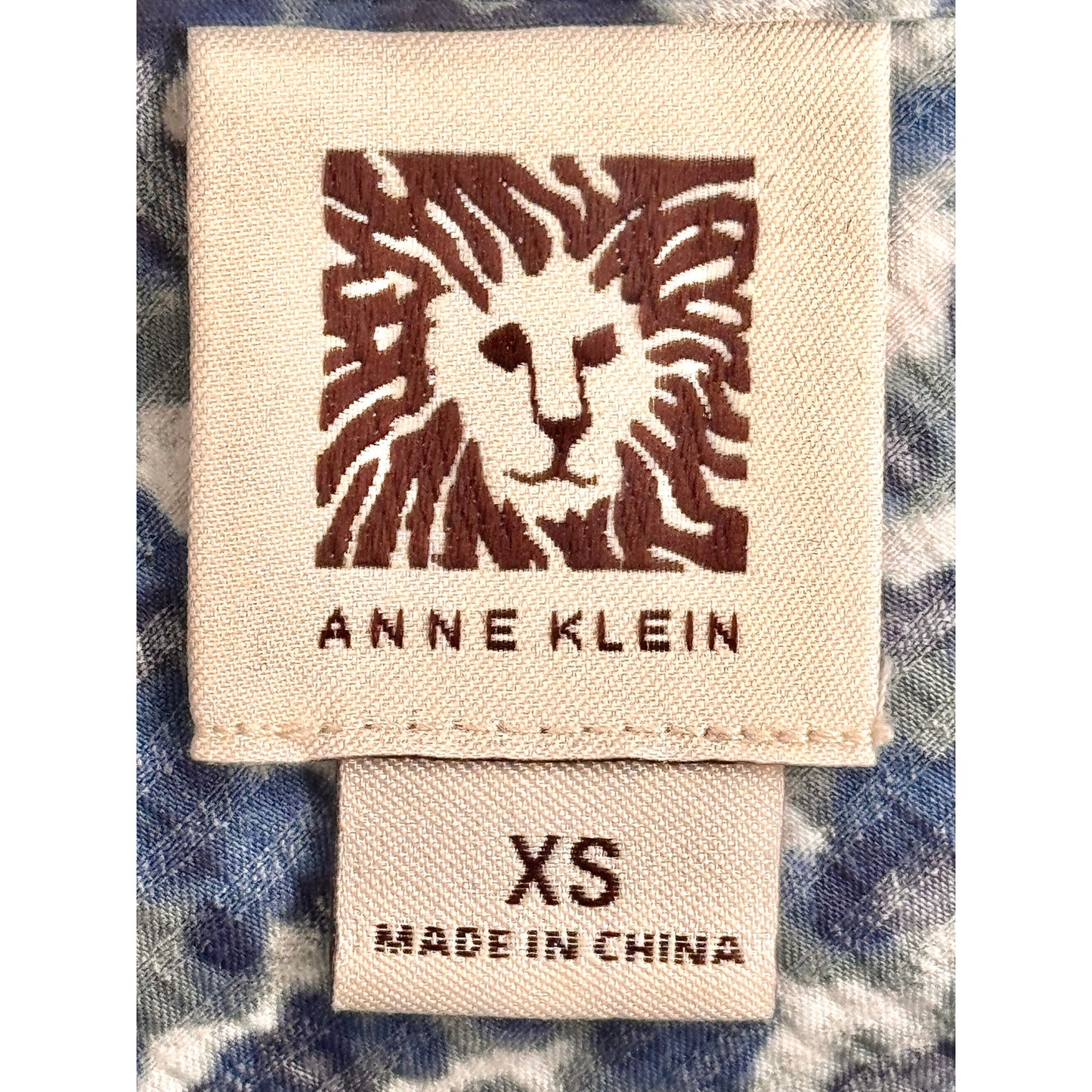Anne Klein Sleeveless Drape Neck Blue White Gray Top XS