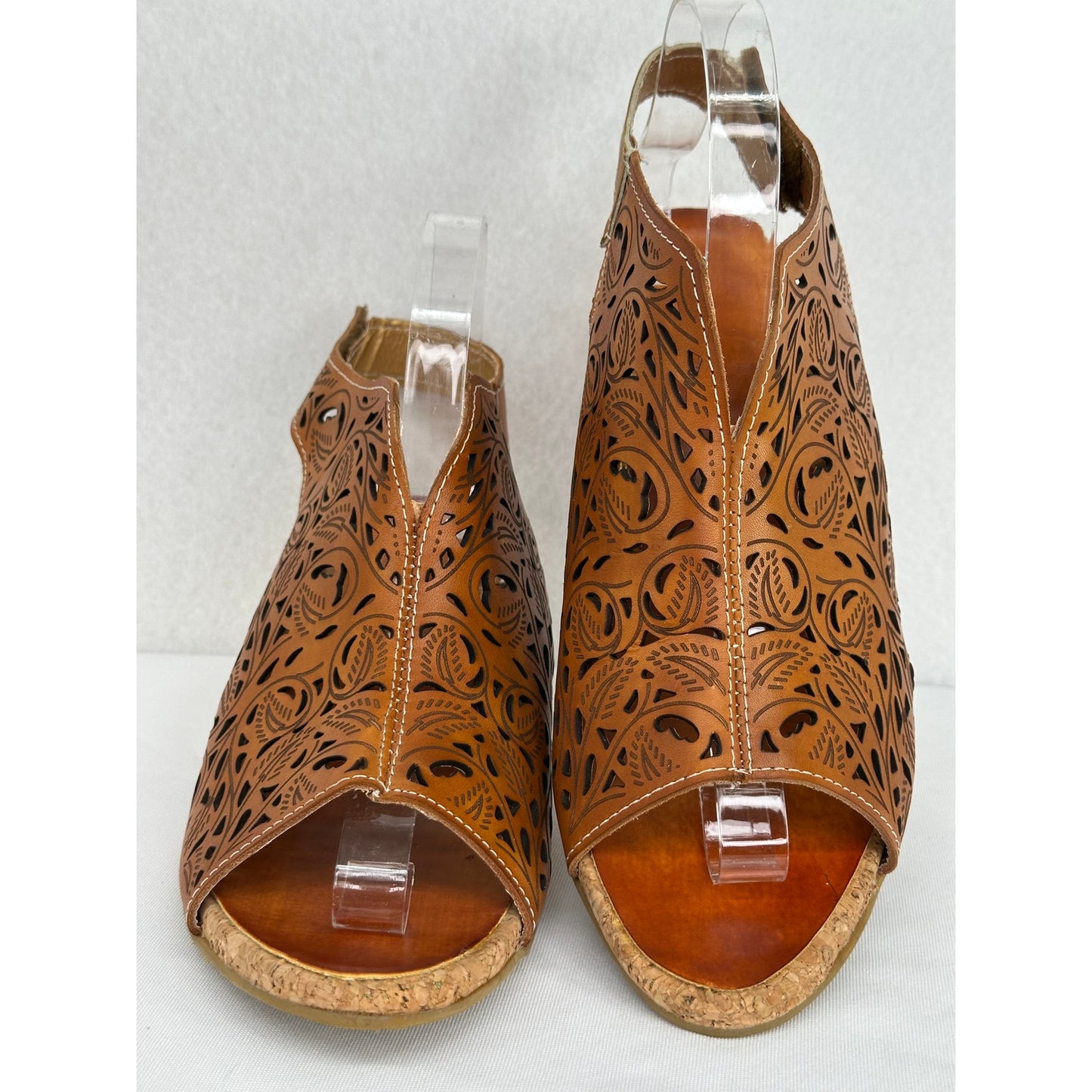 Brown Leather Cut Out Wedge Sandals 40 (9)