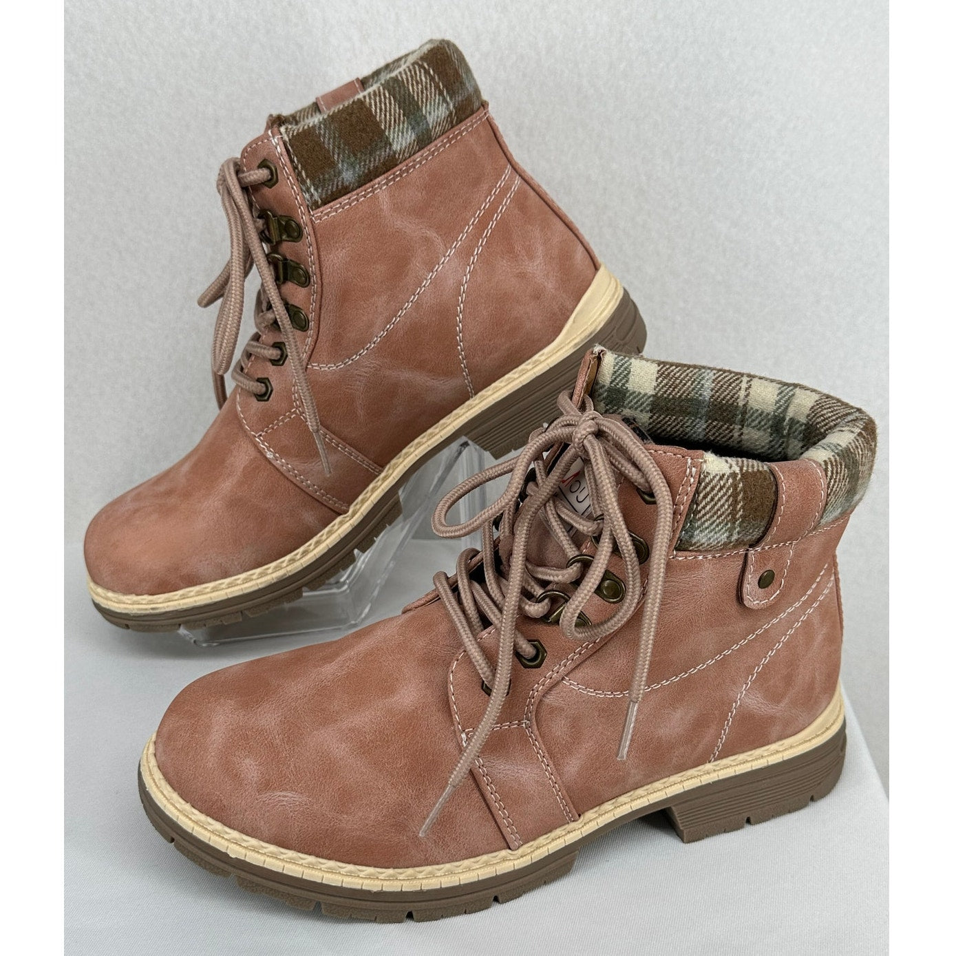 Anjou Femme Pink Casual Winter Hiking Outdoor Chunky Lug Boots 8.5