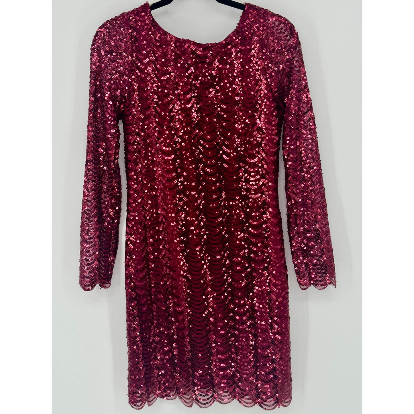 Charlotte Russe Long Sleeve Red Burgundy Sequin Party Holiday Dress Size M