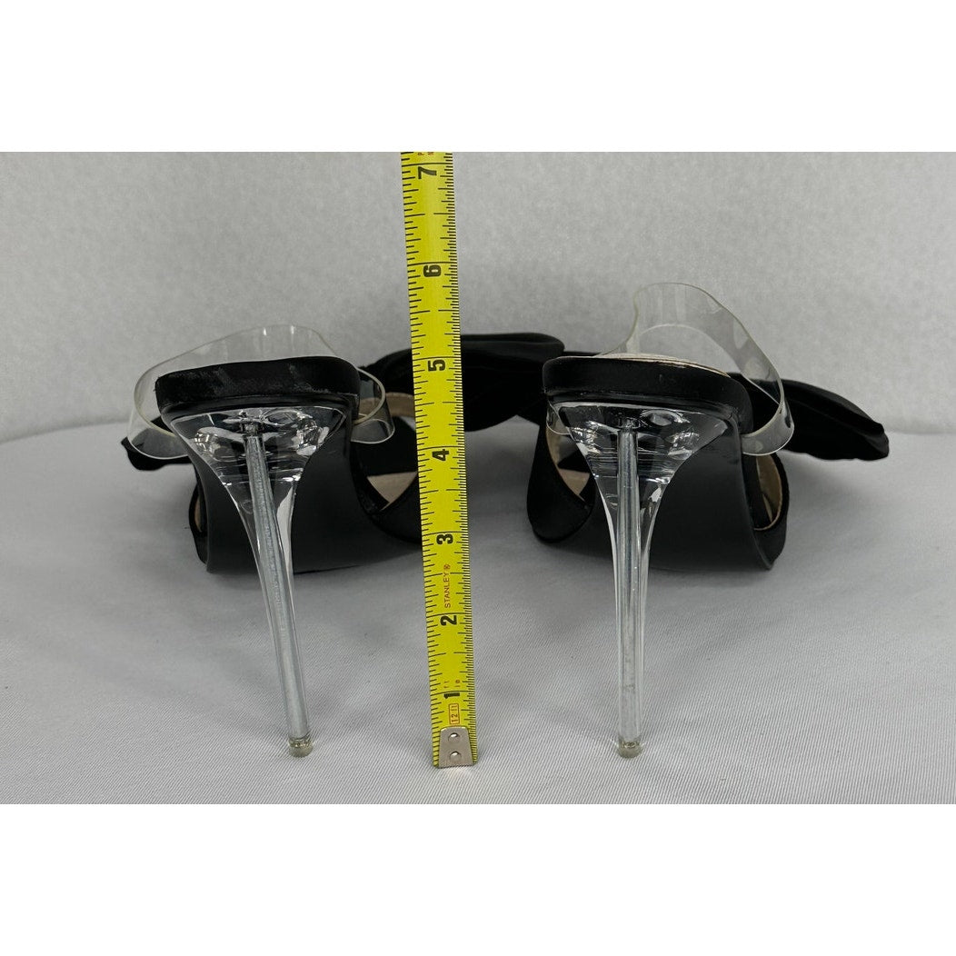 Cape Robbin Marceline Bow Clear Pointy Toe High Heels Black Formal Holiday 8