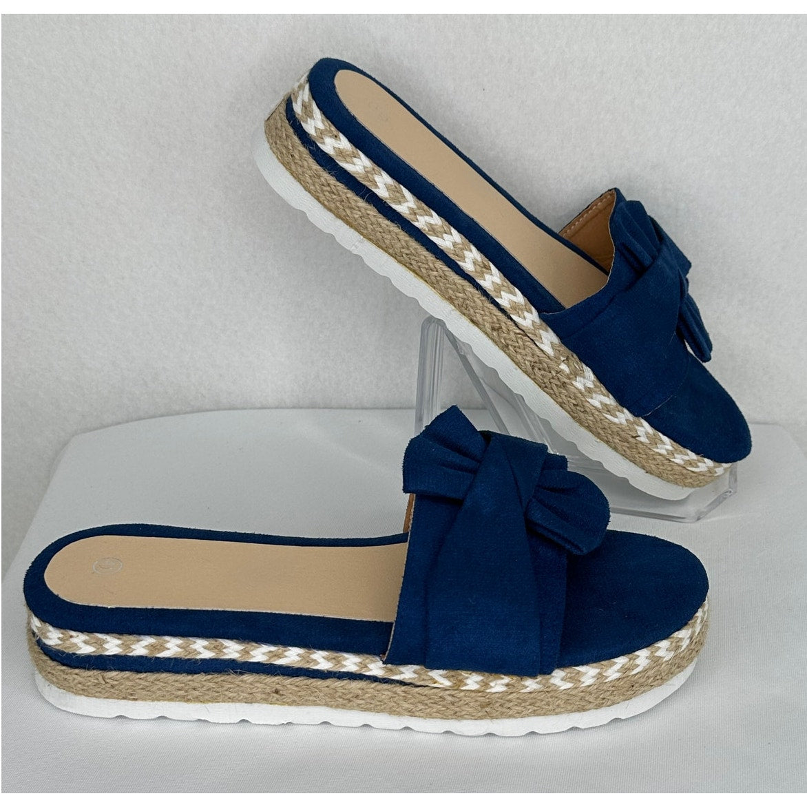 Blue Espadrille Slide Sandals NWOT Size 41 US Size 9