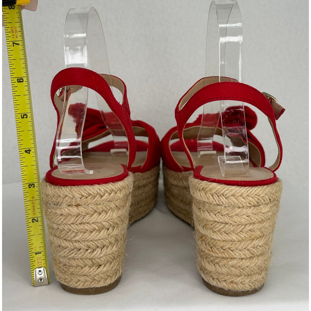 A New Day Red Bow Suede Platform Espadrille Summer Vacation Sandals 8 1/2