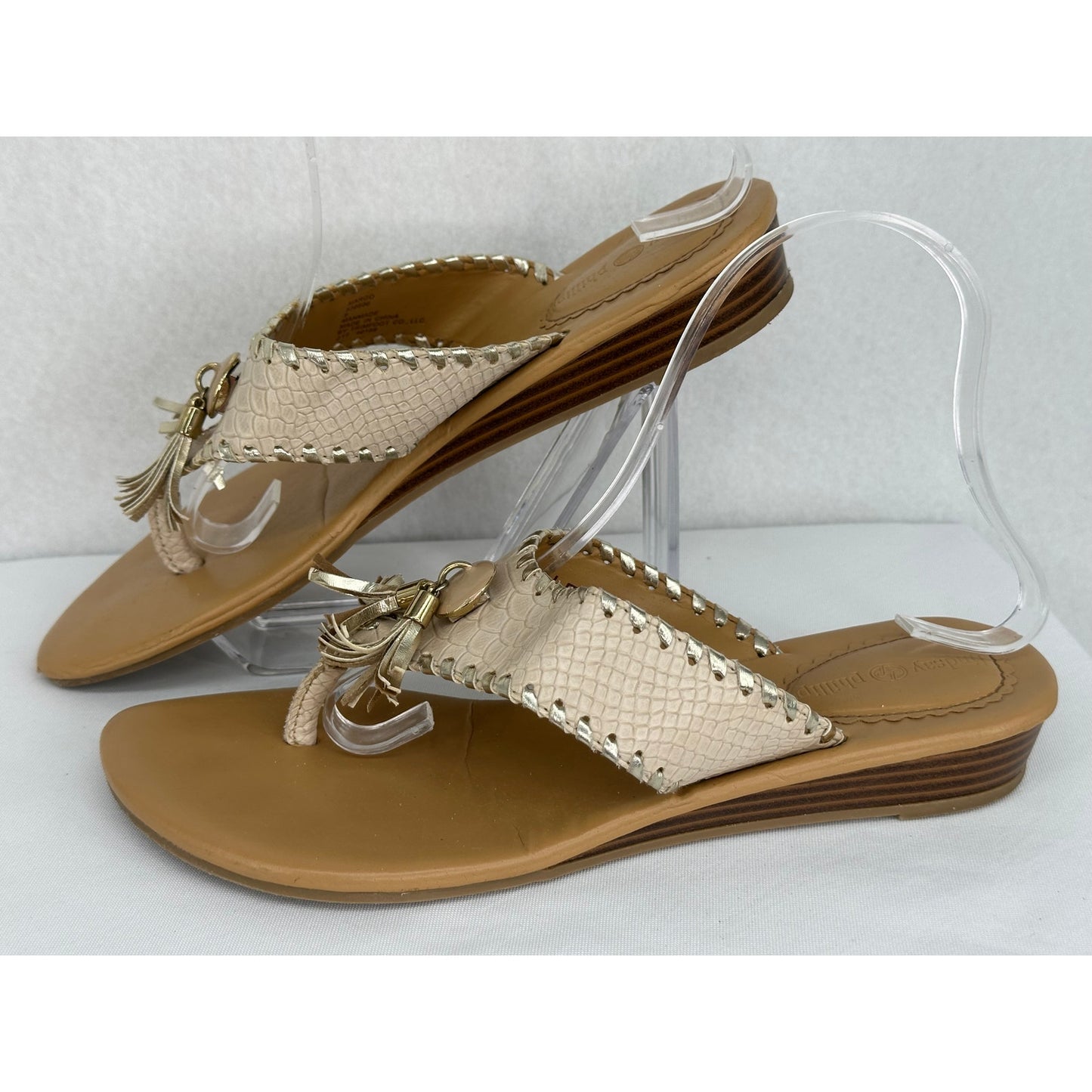 Lindsay Phillips Tan Switch Flops Interchangeable Tassels Flowers Sandals 9