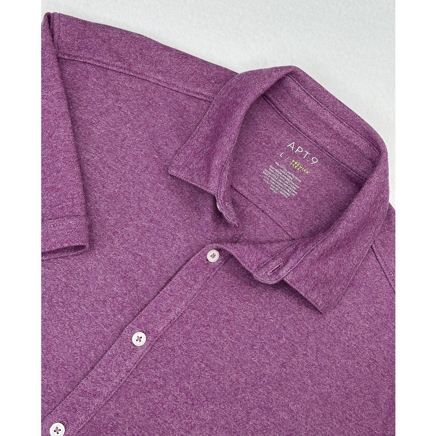 Apt 9 Premier Flex Raspberry Button Polo Short Sleeve Shirt L