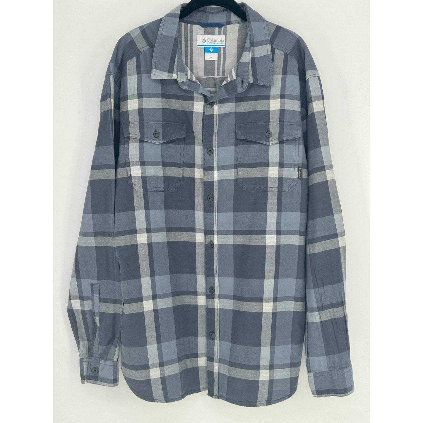 Columbia Plaid Button Long Sleeve Gray XL Shirt
