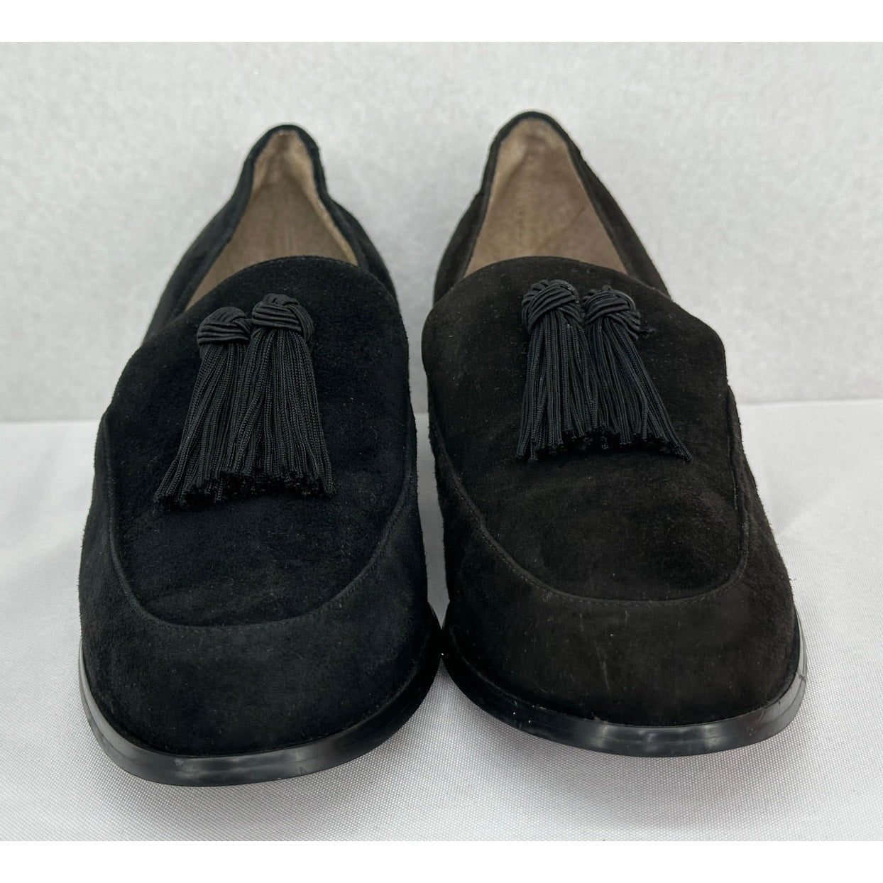 Jones New York Sport NY Queen Black Slip On Velvet Loafers with Tassels 8M