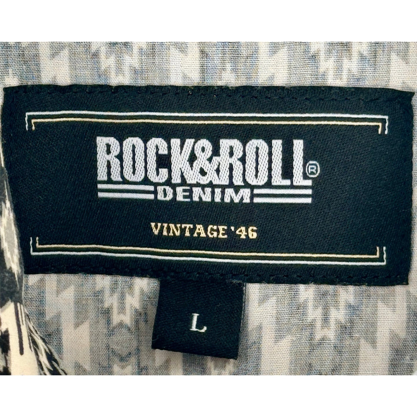 Rock & Roll Denim Western Snap Men's Shirt Country Tan Back Size L