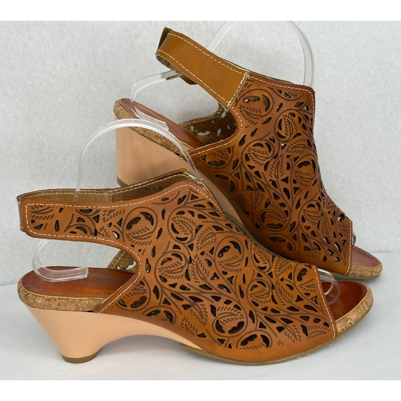 Brown Leather Cut Out Wedge Sandals 40 (9)