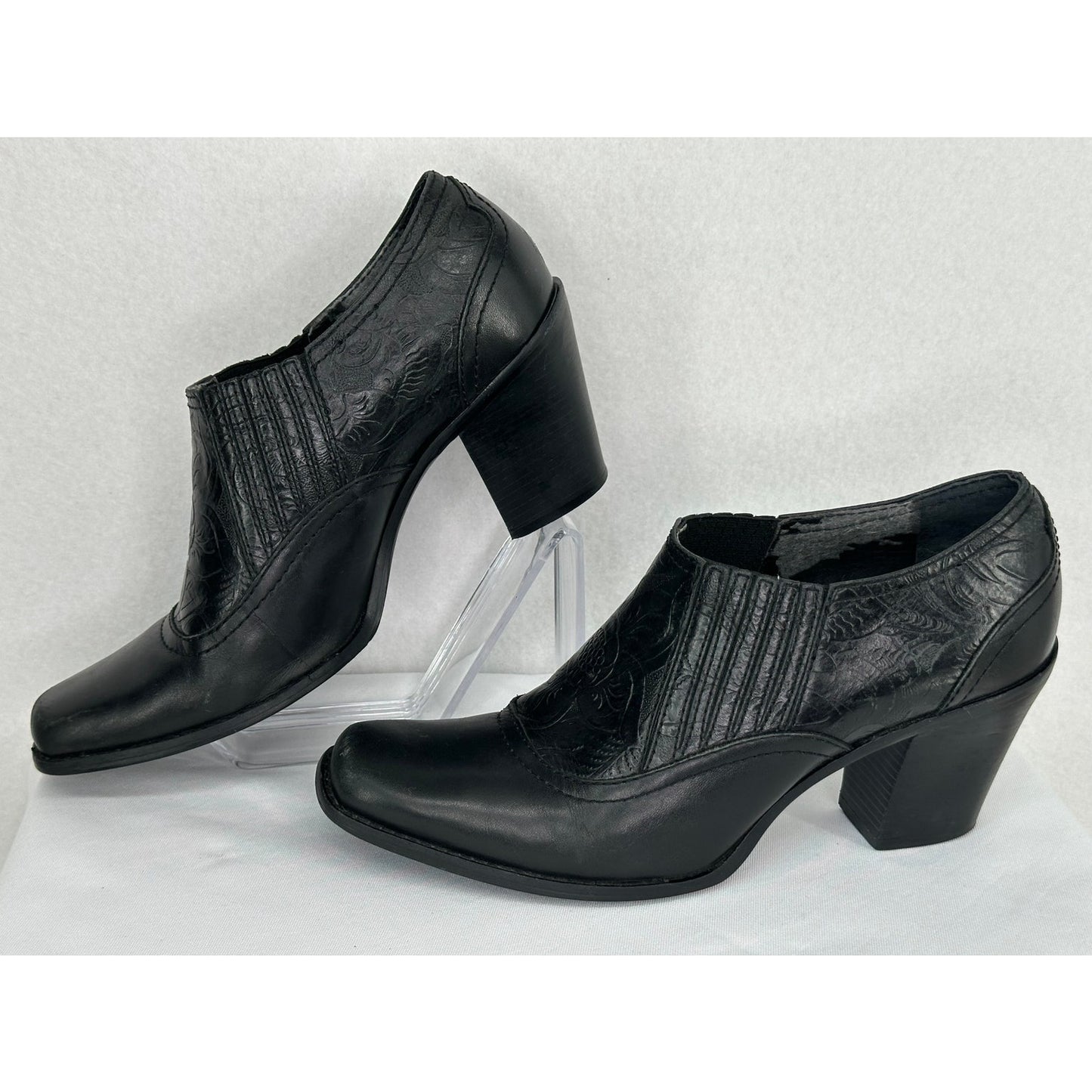 Antonio Melani Leather Square Toe Western Ankle Boots 8M