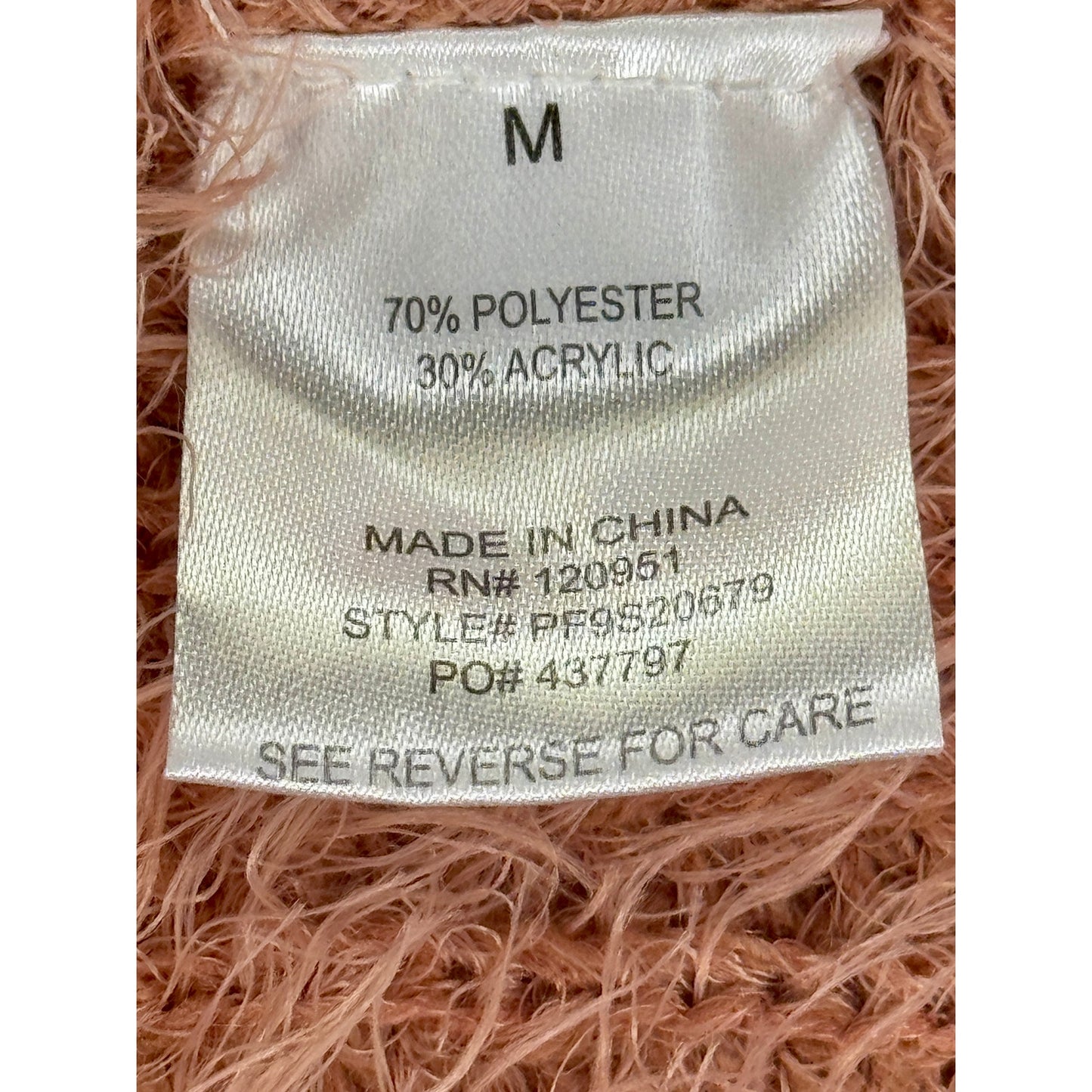 Pink Rose Eyelash Crewneck Pullover Sweater Size M