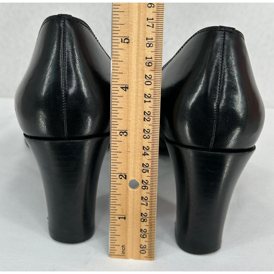 Franco Sarto Black Leather Mary Jane T Strap Round Toe Chunky Block Heels 7M