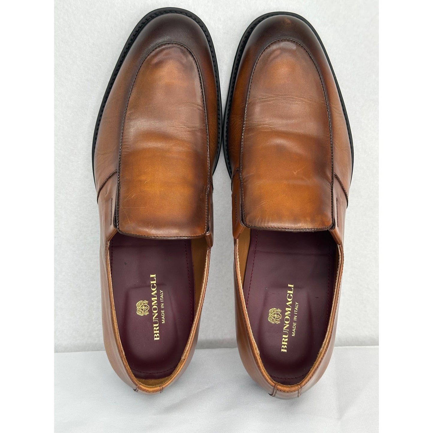 Bruno Magli Barbarino Brown Ombre Leather Loafers Slip On 10M *LIKE NEW
